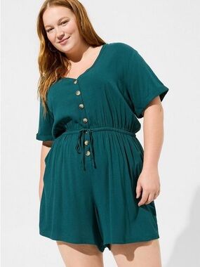 torrid Teal Green Short Sleeve Romper